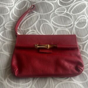 Elegant Red Italian Leather Clutch